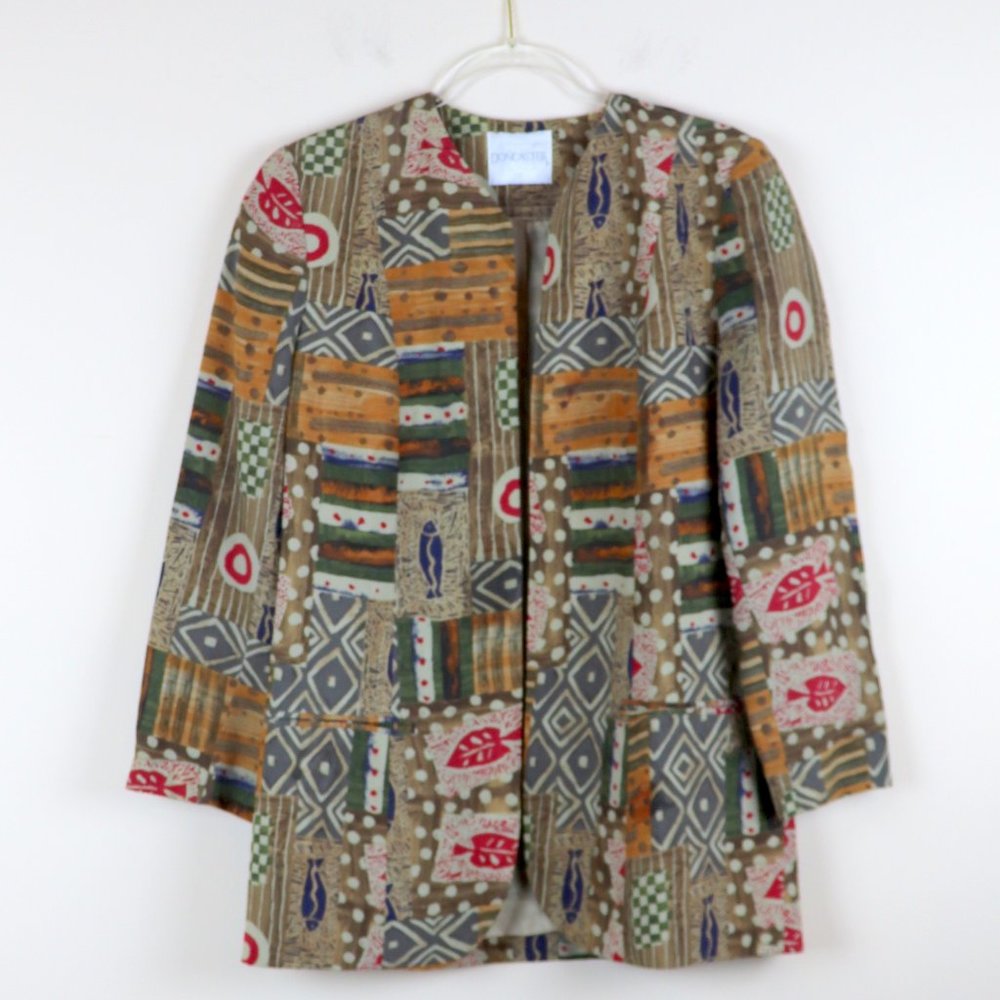 Doncaster Open Front Multi Print Jacket Size 8